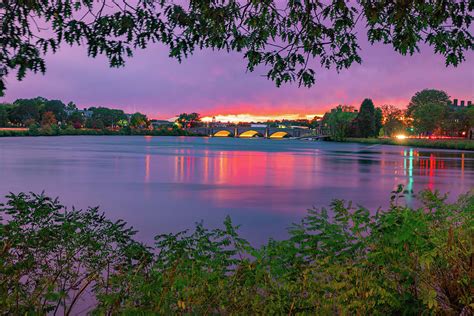 Cambridge Footbridge Over The Charles River At Sunset Photograph by Gregory Ballos - Fine Art ...