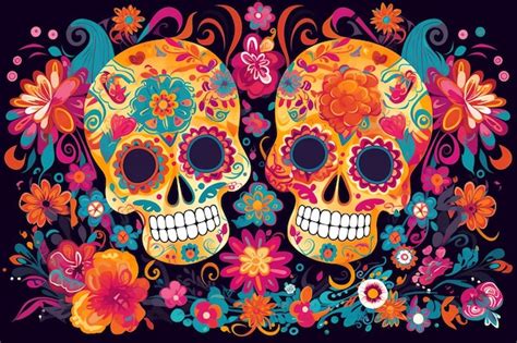 Premium AI Image | A colorful day of the dead skull wallpaper