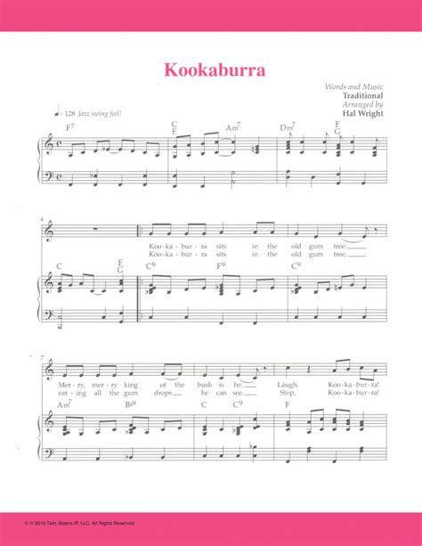 Kookaburra (arr. Hal Wright) by Hal Wright Sheet Music for Piano & Vocal at Sheet Music Direct