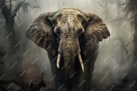 Premium AI Image | Image of an elephant in the forest with a scary ...