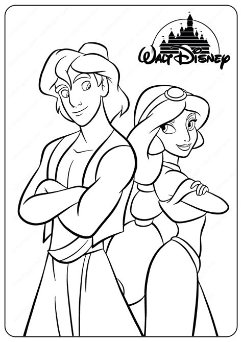 aladdin and jasmine coloring pages Disney aladdin printable coloring ...