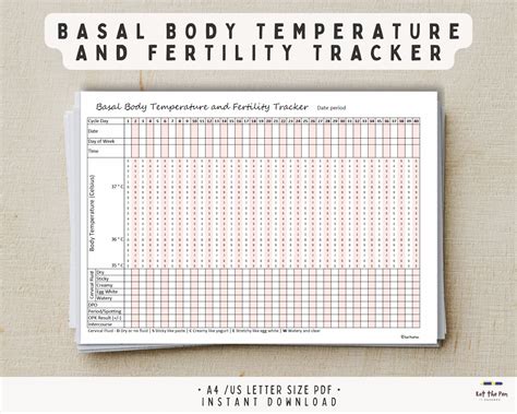 Basal Body Temperature Fertility Tracker, BBT Chart, Ovulation and Pregnancy Planning Insert ...