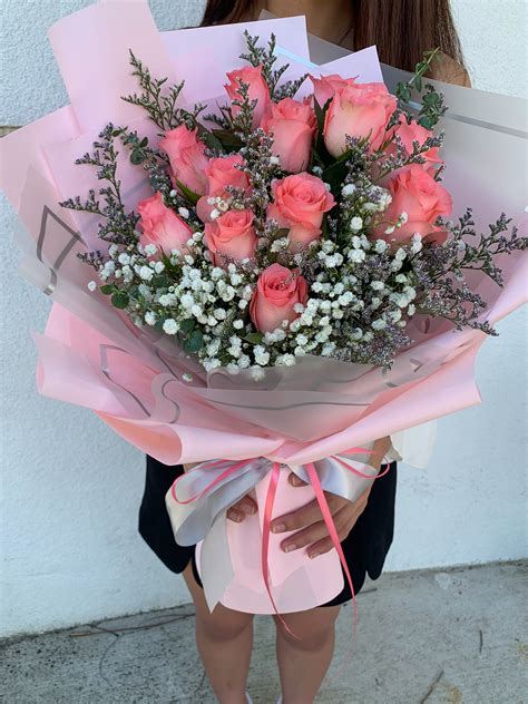 12 Fresh Pink Roses Bouquet | I DO Flowers & Gifts