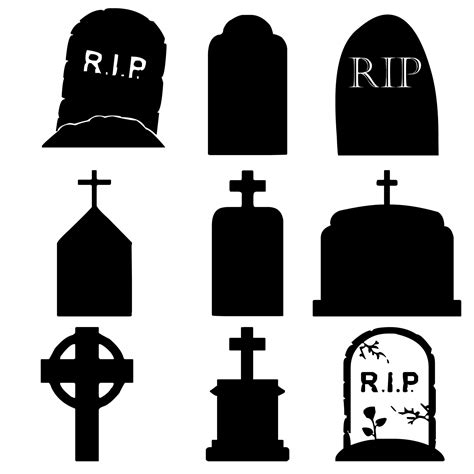 tombstone silhouette illustration and grave tombstone set 12846668 Vector Art at Vecteezy