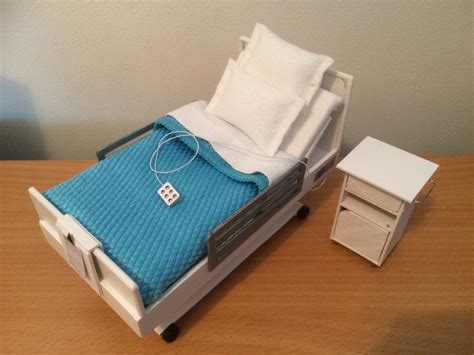 Dollshouse Handmade Hospital Bed and Bedside Locker 1/12th scale | American girl doll hospital ...