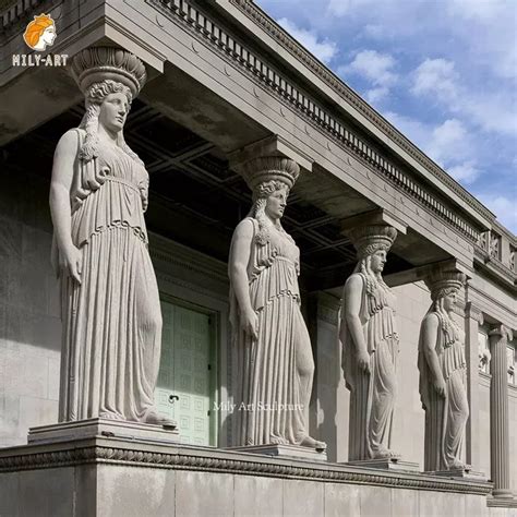 White Marble Columns with Beautiful Female Statues Supplier MLMS-167 - Milystatue