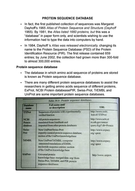 Protein Sequence Database - PROTEIN SEQUENCE DATABASE In fact, the ...