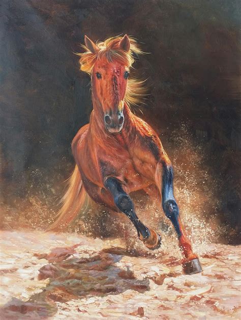 Watercolor Horse Painting, Large Abstract Painting, Brown Horse Art ...