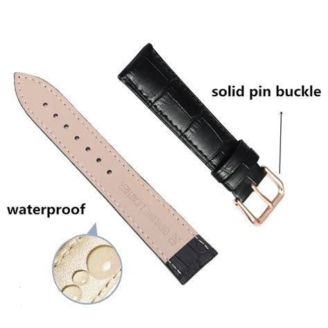 Leather Watch Band With Rose Gold Watch Buckle - Choices Of Color ...