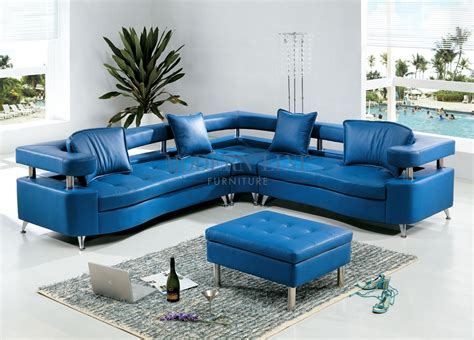 Blue Leather Sofa Sectional | Sofa bed design, Blue leather sofa ...