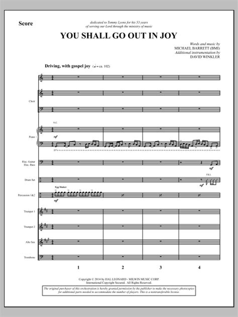 You Shall Go Out in Joy - Full Score by Michael Barrett Sheet Music for ...