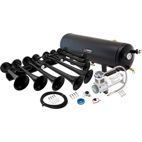 Vixen Horns Train Horn Kit for Trucks/Car/Semi. Complete Onboard System- 200psi Air Compressor ...