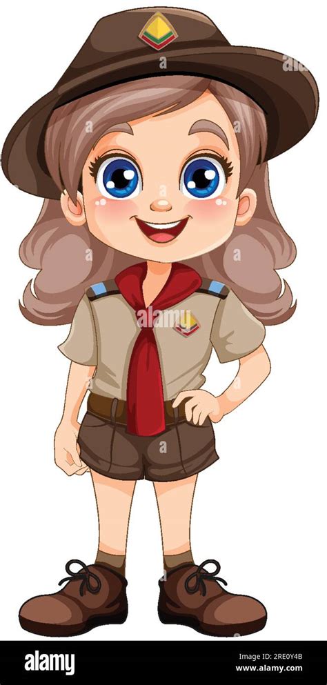 Girl scout in uniform cartoon character illustration Stock Vector Image ...