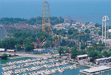 Aerial view of Cedar Point Resort (Sandusky, OH), Looks like fun ...