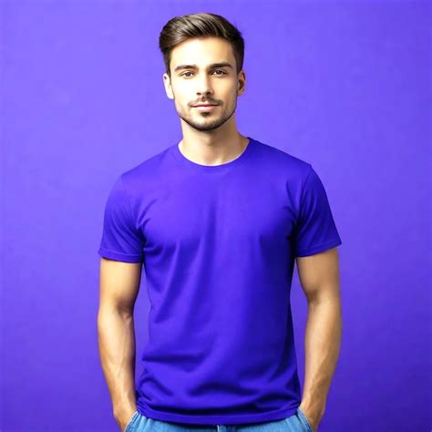 Premium Photo | A Beautiful Handsome Young Man In Blank T Shirt For Mockup