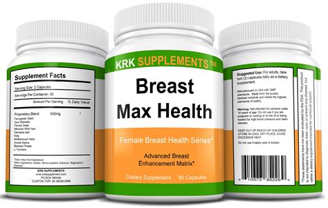 Breast Max Health Natural Enlargement Enlarger 90 Capsules KRK ...