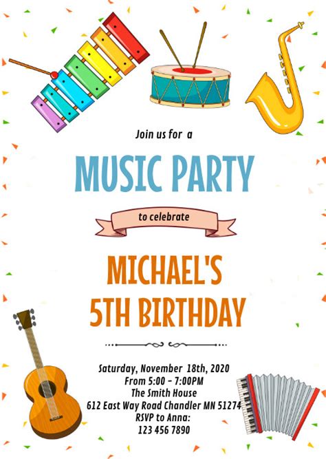 Music party birthday theme invitation Template | PosterMyWall