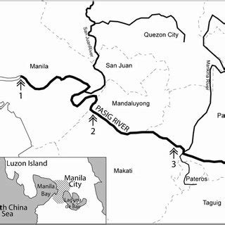 Map of the Pasig River with the Identified Sampling Points | Download ...