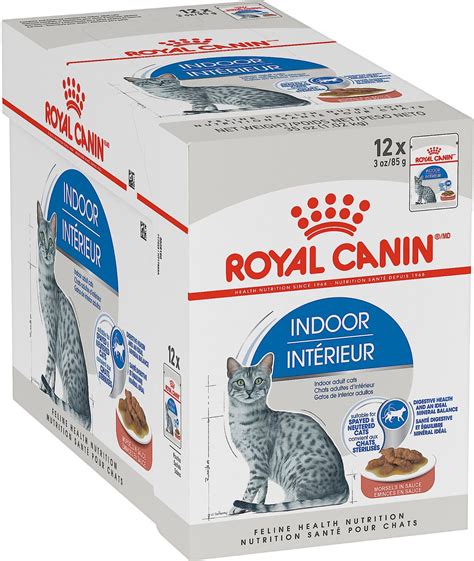 ROYAL CANIN Feline Health Nutrition Indoor Adult Morsels In Sauce Wet Cat Food, 3-oz pouch, case ...