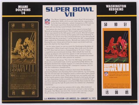 Super Bowl VII Commemorative Score Card with 22kt Gold Ticket | Pristine Auction