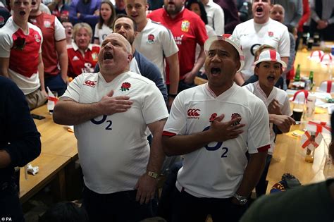 England rugby fans at pubs and bars across the country to watch England v South Africa World Cup ...