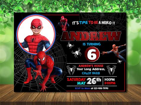 Spiderman Invitation With Photo Amazing Spider-man Birthday | Etsy