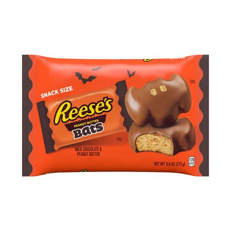 Reese's Milk Chocolate Peanut Butter Snack Size Bats, Halloween Candy Bag, 9.6 oz Ingredients ...