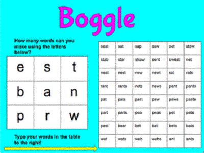 Word Games Boggle | Activity Shelter