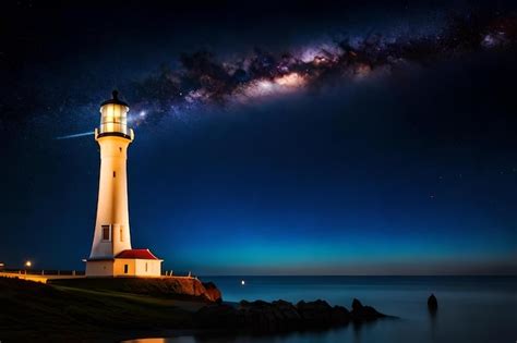 Premium Photo | A lighthouse stands on a cliff overlooking the ocean at ...