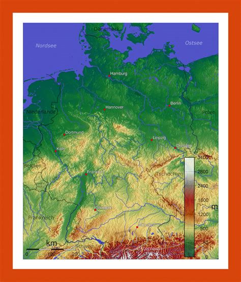 Physical map of Germany | Maps of Germany | Maps of Europe | GIF map ...