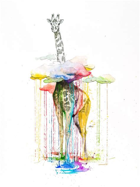 Quiet Animals In Loud Watercolors | Giraffe art, Art painting, Watercolor art