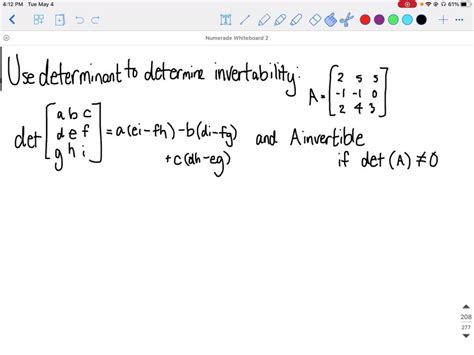 SOLVED: LetA 3 =5 Use determinants to decide whether the matrix is ...