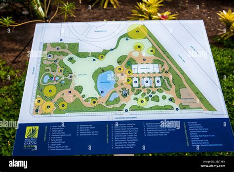 An outdoor map showing the layout of the Miami Beach Botanical Garden in Florida Stock Photo - Alamy