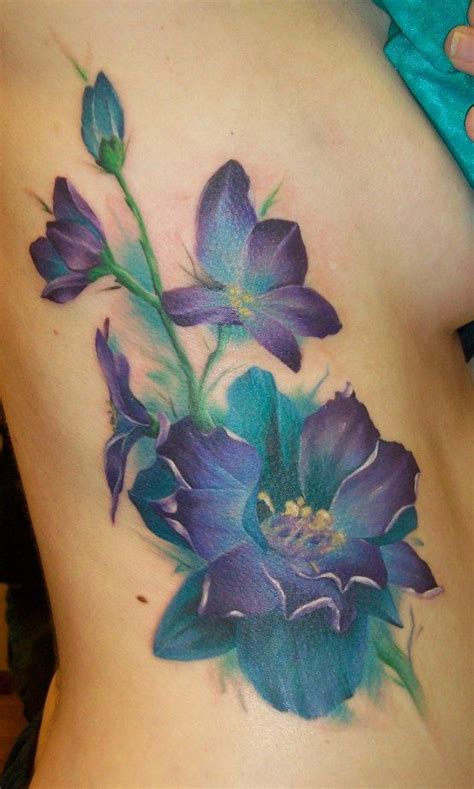 Larkspur Flower Tattoos, Purple Flower Tattoos, Flower Tattoo On Side ...