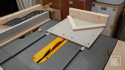 Miter sled; table saw jig for 45-degree cuts | Cornerfield Shop