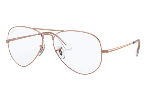 Aviator Optics Eyeglasses with Shiny Rose Gold Frame | Ray-Ban®
