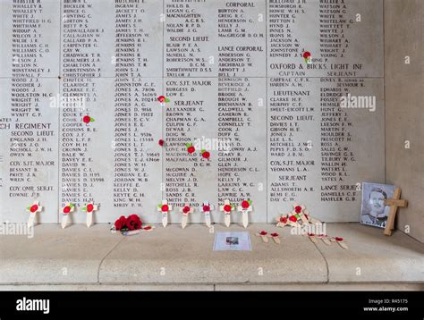 Names of missing soldiers inscribed on Menin Gate, Ypres Stock Photo ...