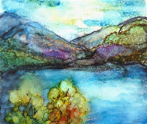 Alcohol Ink Landscape Print by Maure Bausch