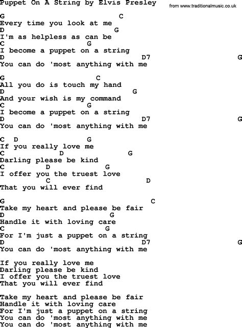 Puppet On A String, by Elvis Presley - lyrics and chords