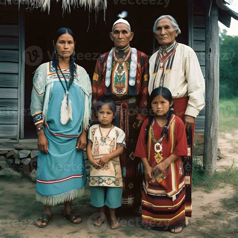 Traditional Native American Family Attire, generative ai 32433433 Stock ...