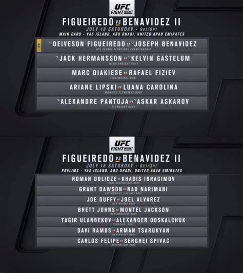 Full card of UFC Fight Night on July 18 : r/MMA