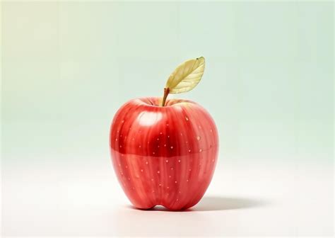 Premium AI Image | Red apple with green leaf