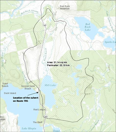 Mill Lake and Mill Lake Stream drainage basin area and perimeter (Topo... | Download Scientific ...