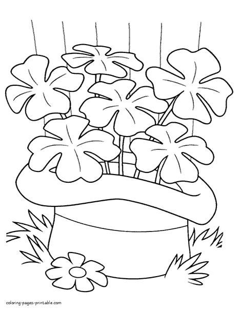 St. Patrick's Day coloring pages. Clover || COLORING-PAGES-PRINTABLE.COM