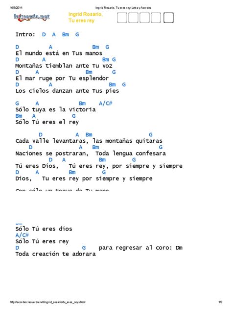 Ingrid Rosario, Tu Eres Rey - Letra y Acordes | PDF