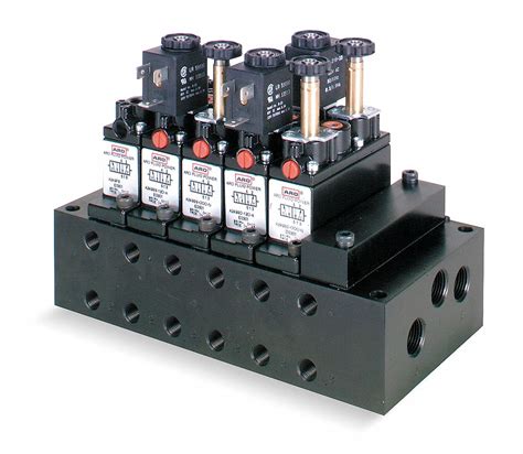 ARO Solenoid Valve Manifold For Use With: Alpha Manifold Style; 1/4 in Valve Port Size; 6 Valve ...