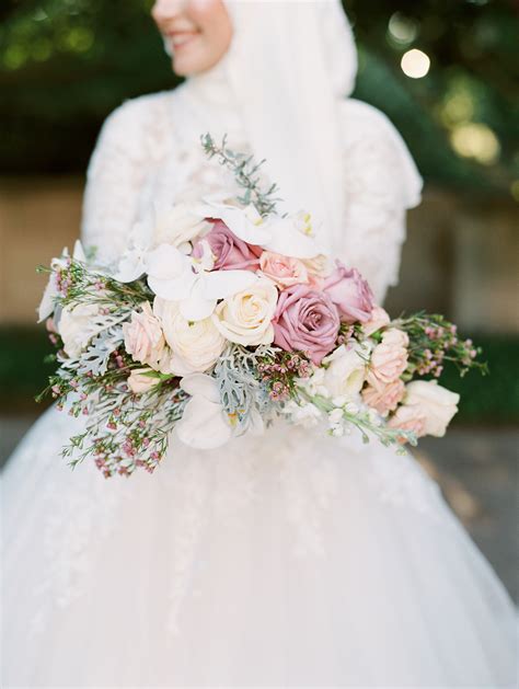 Wedding Bouquet with Purple Roses