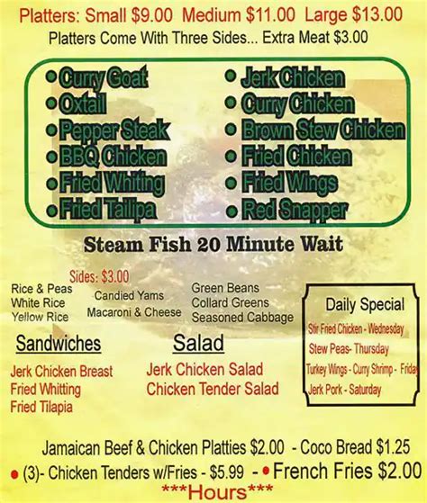 Irie Jamaican Restaurant Menu, Menu for Irie Jamaican Restaurant, Brewerytown, Philadelphia ...