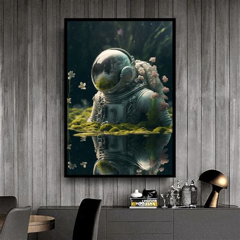 Astronaut Canvas Wall Art, Flying Astronaut Canvas Print Art, Astronaut in Space Ready to Hang ...