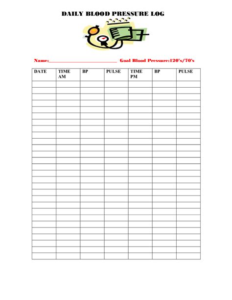 Free Printable Printable Blood Pressure Chart